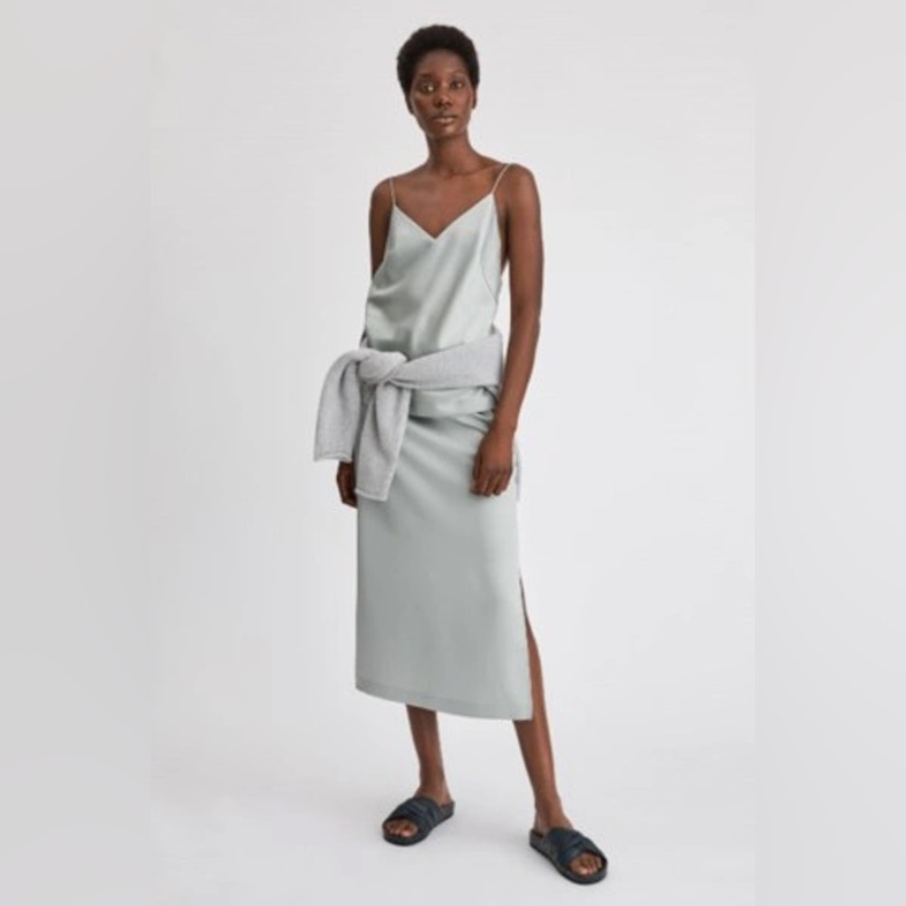 FILIPPA K Ellen Slip Skirt – Green Fog | Size 34 | NWT Luxury Designer